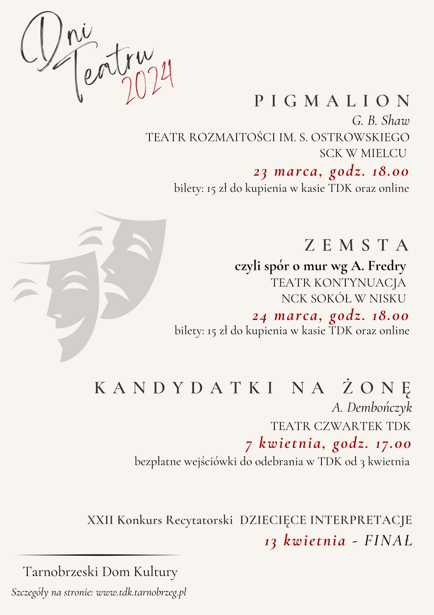 DNI TEATRU w Tarnobrzeskim Domu Kultury